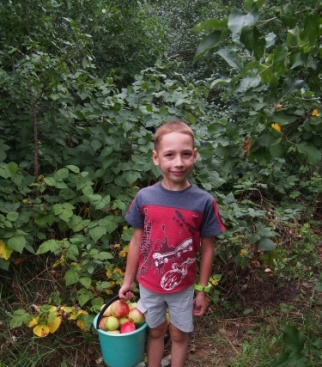на фото Костя Александров, 7 лет. Я очень люблю дачи